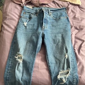 Levi’s 501 Cropped Distressed Jeans